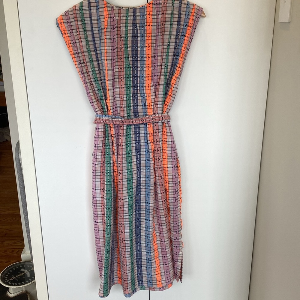 Ace & Jig dress striped tie waist midi XS cotton EUC sleeveless textured summer - Picture 5 of 6